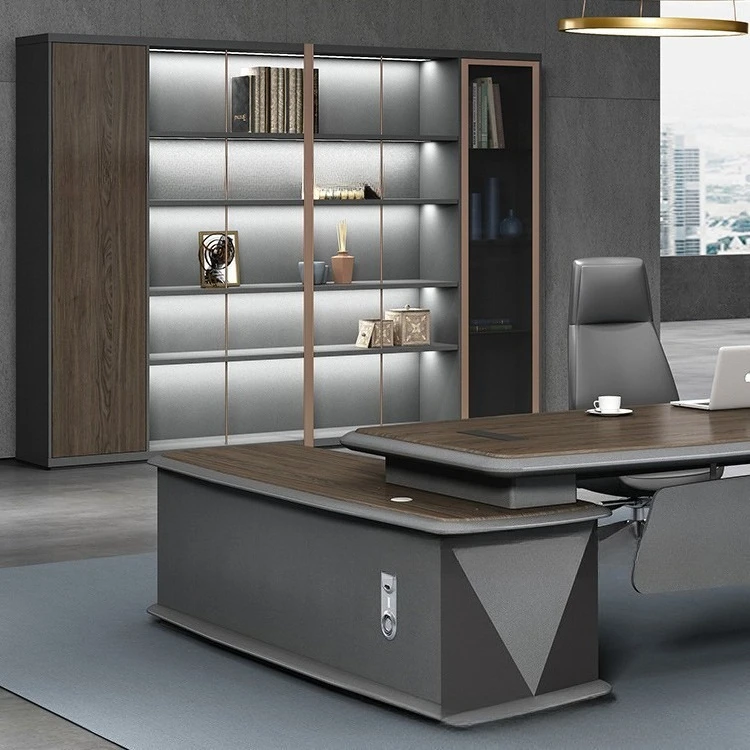 Office Furniture File Cabinet Wood Light Luxury Boss Office File Cabinet With Light Background Cabinet Bookcase