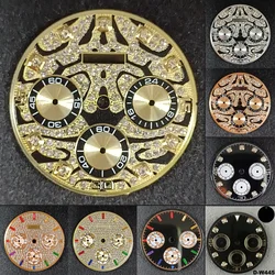 29mm VK Tiger Dial Gem Setting Watch Dial for VK Movement 6 Hands Watch Face Customizable logo