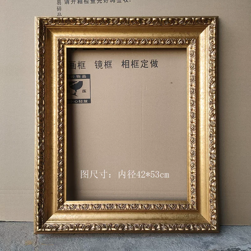 Simple golden solid wood frame, European landscape flower oil frame hanging on the wall, exhibition frame, frame width 11cm