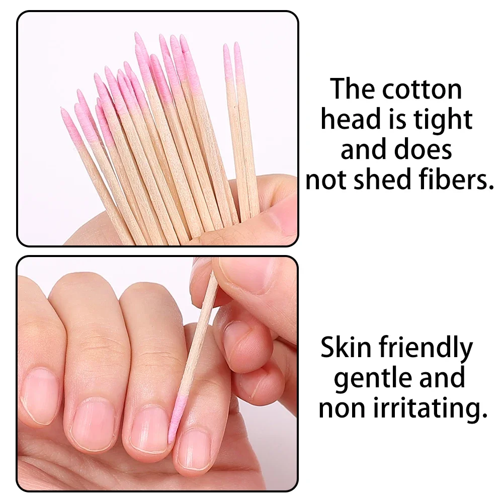 1/2/5/10Pc Nails Wood Cotton Swab Clean Sticks Bud Tip Wooden Cotton Head Manicure Detail Corrector Nail Polish Remover Art Tool
