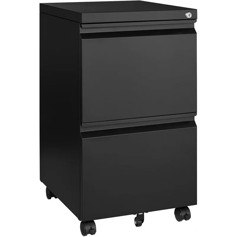 2 Drawer File Cabinet on Wheels, Home Office Mobile Under Desk with Lock, Vertical Files Drawers Legal/Letter/A4,Un-Assemble