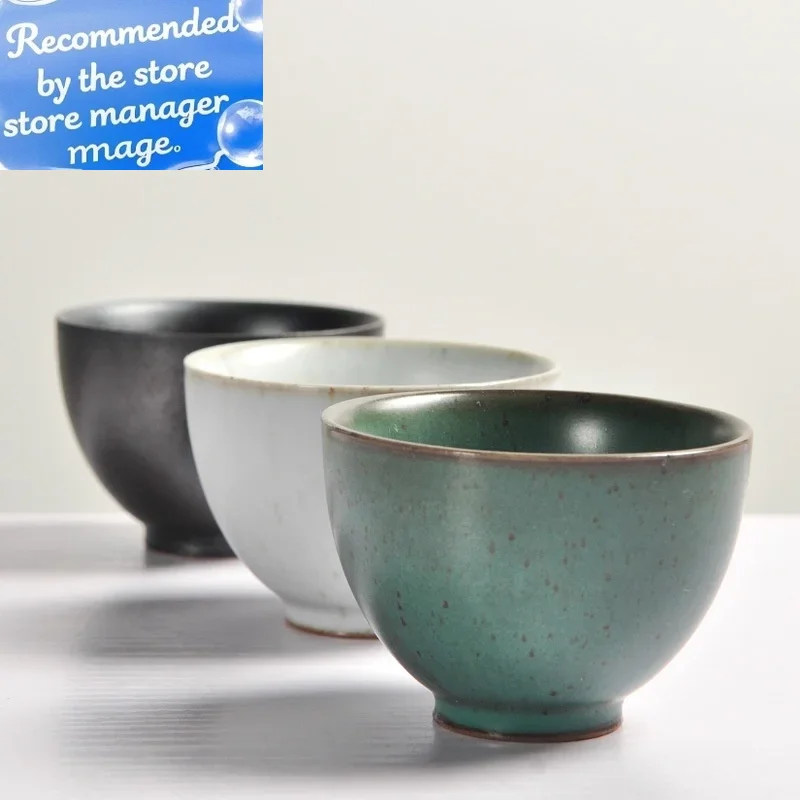 

New Products Creative Japanese Style Stoneware yun dao Cup Retro Kiln Baked Teacup Ceramic Kung Fu Tea Set Teacups