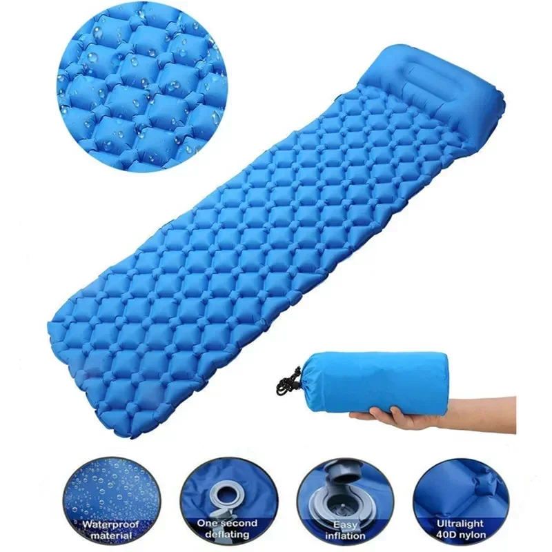 Sleeping Pad Ultralight Inflatable Sleeping Pad for Camping,Ultralight Waterproof Sleeping Mat W/Pillow for Hammock Mate