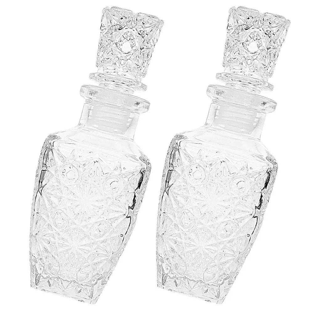 

2Pcs Glass Liquor Bottle Transparent Thickened Design for Better Tasting Experience Wine Bottle Liquor Glasses