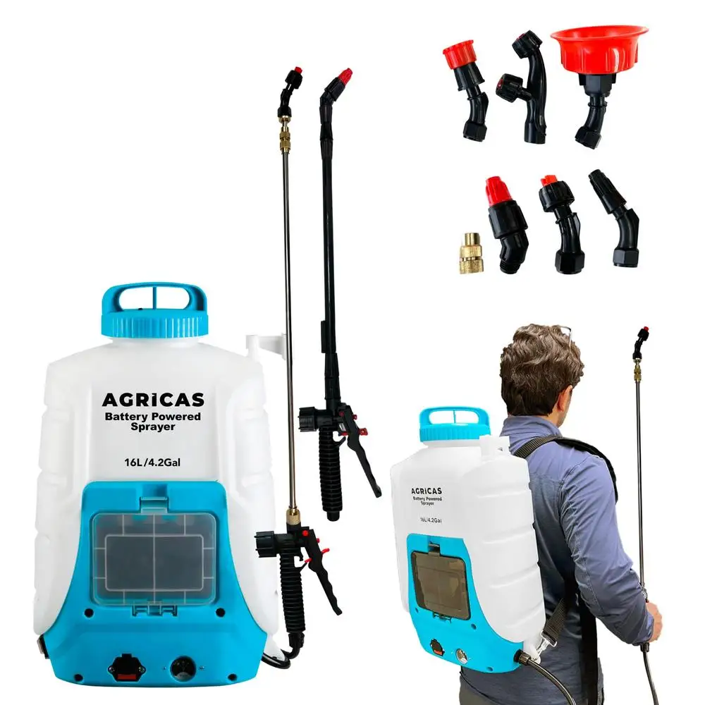 Battery Powered Backpack Sprayer with Adjustable Nozzles 4.2 Gallon Multifunctional Weed Sprayer