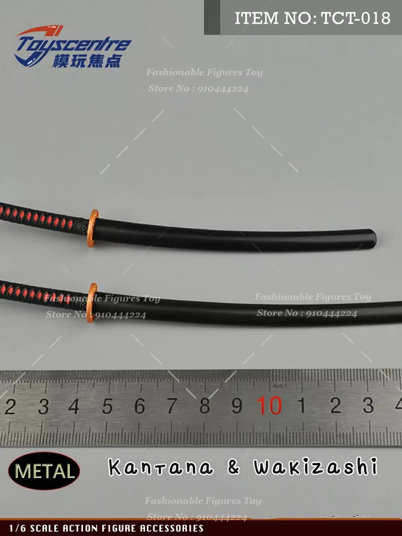 Toyscentre 1/6 Kantana Wakizashi Weapon Samurai Knife 2PC Mini Metal Weapon Model Bjd Ob Accessory Fit 12Inch Action Figure Body