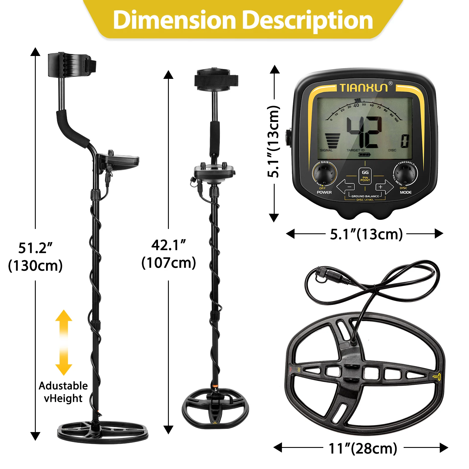 Metal Detector sotterraneo professionale profondità 2.5m Scanner ricerca Finder rilevatore d\'oro cacciatore di tesori Pinpointer 11 pollici muslimah