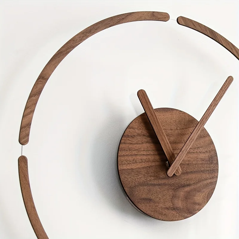 1pc, Silent Wooden Acrylic Wall Clock for Bedroom and Living Room - Creative Hanging Design with Hole-Free Mounting