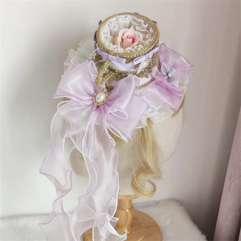 Lolita Tea Party Headwear Lolita Girl Hair Accessory Tea Cup Shaped Small Top Hat Court Rococo Style Spanish Flat Hat