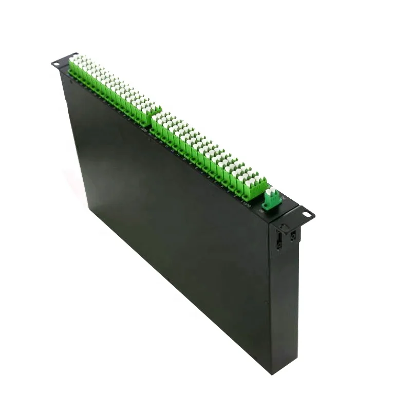 SM 1U 19 '' Preto Montagem em Rack Relação Dividida 50/50 2(1x64) Divisor PLC Óptico com Adaptador de Conector LC APC