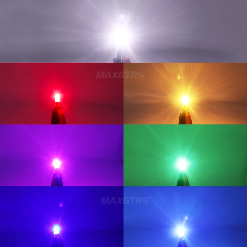 50Pieces/lot T5 3014 Led Car Door Lamps Indicator Light Reading Light Bulbs Scattered Light White/Red/Blue/Green/Yellow 12V/24V