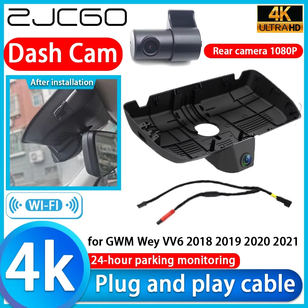 ZJCGO for GWM Wey VV6 2018 2019 2020 2021 4K DVR Dash Cam Car Camera UHD 2160P Lens 24h Monitor Video Recorder Night Vision