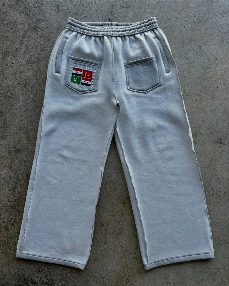 2025 힙합 하라주쿠 신상 그래픽 자수 남성 캐주얼 스웨트 팬츠 인스 고딕 레트로 멀티 포켓 남녀 공용 팬츠