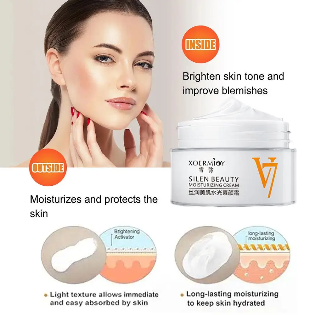 40g Lazy Concealer Cream Beauty V7 Natural Nude Makeup Instant Whitening Moisturizing Cream Vitamin H Nourish Skin Care Product