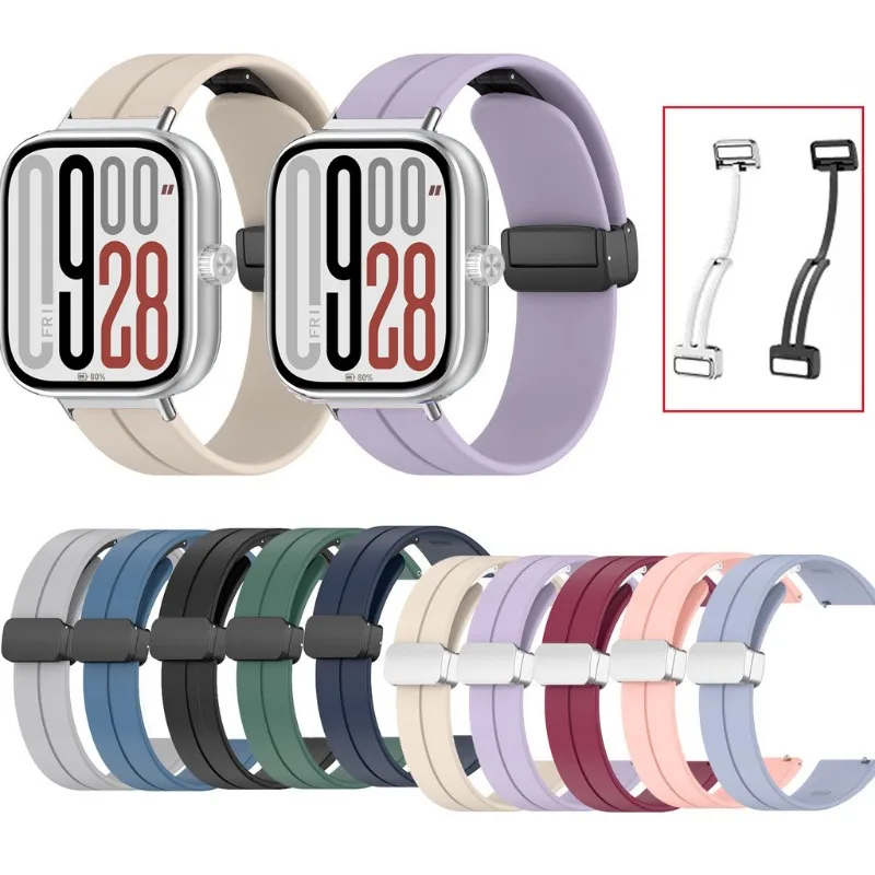 For Redmi Watch 6 Active/Lite/Redmi Watch 6 5 4/Xiaomi Band 8 9 10 Pro Soft Candy Color Silicone Magnetic Buckle Strap band