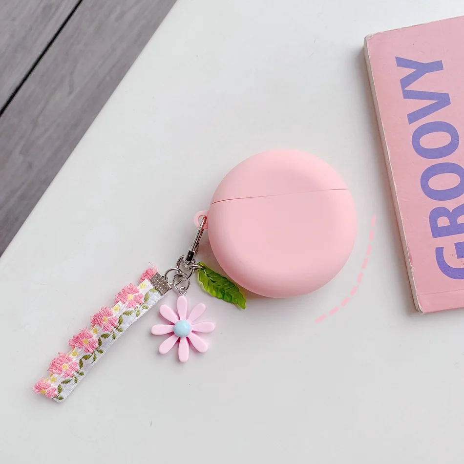 حافظة لهاتف هواوي freebuds 4i 4 Pro / freebuds Pro ملونة تحتوي على زهرة وسماعة حرة 3 حافظة واقية من السيليكون