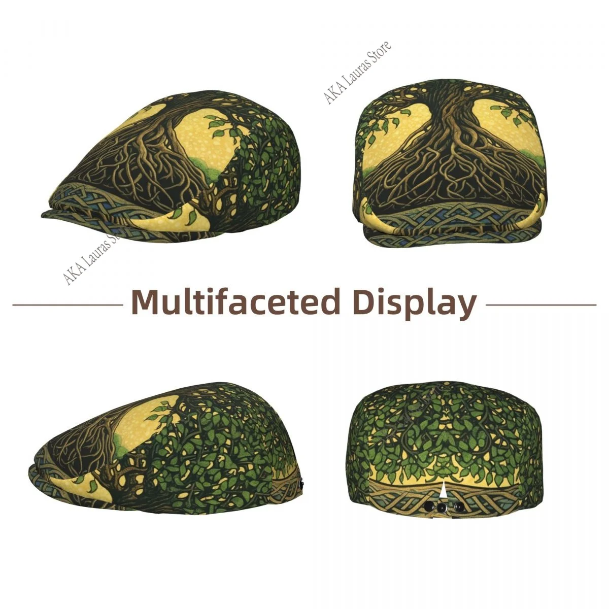 Newsboy Cap Tree Life Vintage Casual Cap Berets Visor Gatsby Flat Ivy Hat Elegant Men's Beret