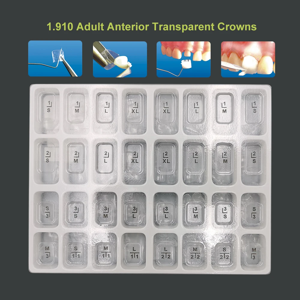 

Dental Transparent Crowns 1.910 Anterior Adult Teeth Dental Crowns1.911 1.912 1.911M Russia Imported