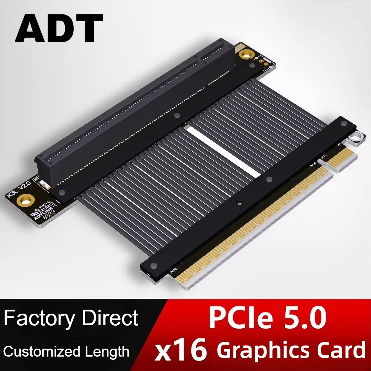Upgrade PCIe 5.0 x16 To x16 Extension Cable ATX Chassis PCI-E 5.0 x16 Riser Full Speed 512Gbps Gen5 Lossless Graphics Video Card