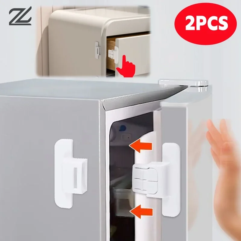 2pcs Kids Security Protection Refrigerator Lock Home Furniture Cabinet Door Safety Locks Anti-Open Water Dispenser Locker Buckle