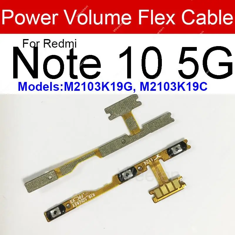 Botón de alimentación y volumen Cable flexible para Xiaomi Redmi Note 9 9S Pro Audio Control & Power Flex Ribbon Cable piezas de repuesto de