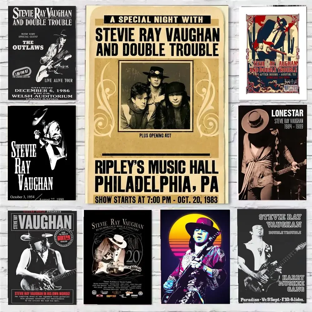 S-Stevie Ray Vaughan Band Poster Sticky HD Quality Wall Art Retro  For Home Room Wall Decor