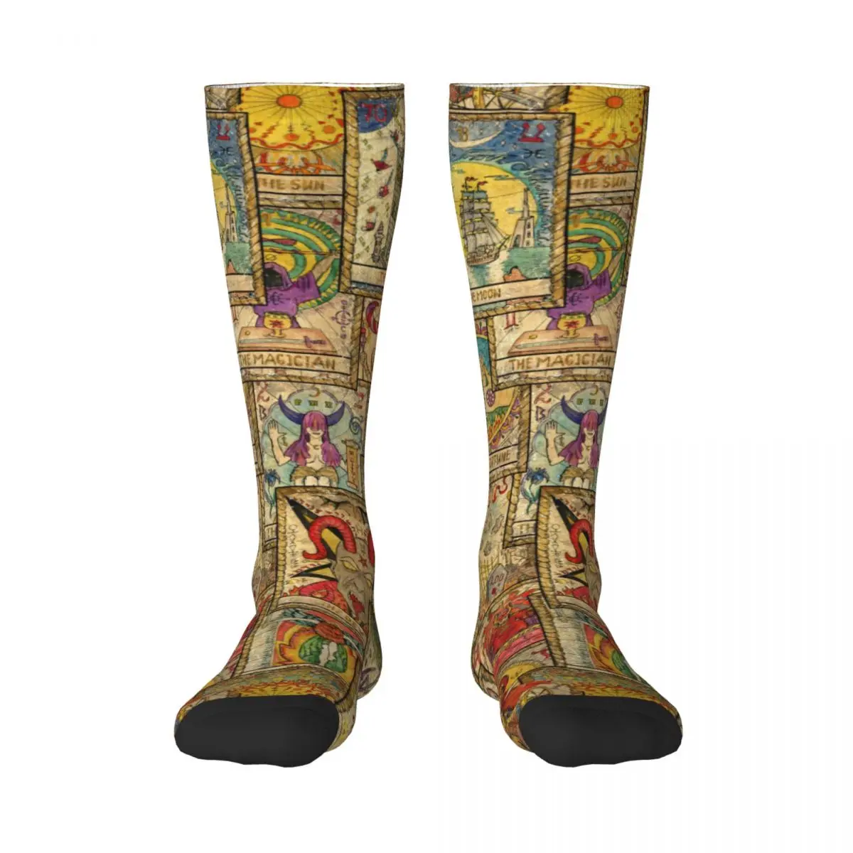 1 Pack Tarot Cards In Diagonal Occult Esoteric Divination And Wicca Over-knee Long Socks Middle High School Socks