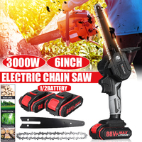 3000W Mini Chainsaw 6-Inch Cordless Rechargeable Two Battery Handheld Pruning Tool Wood Chainsaw Cutters Garden Power Tool