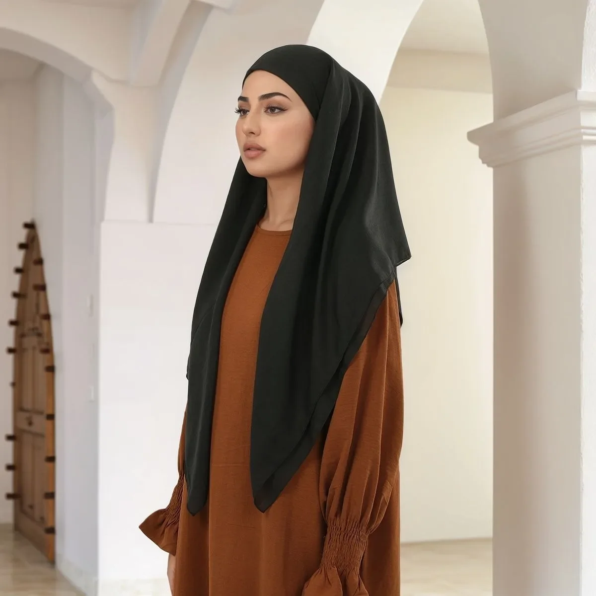 

Мусульманский мгновенный хиджаб, шарф, эластичный однотонный женский хиджаб, исламский тюрбан, платок, шарфы, шали, накидка, Амира Химар, никаб