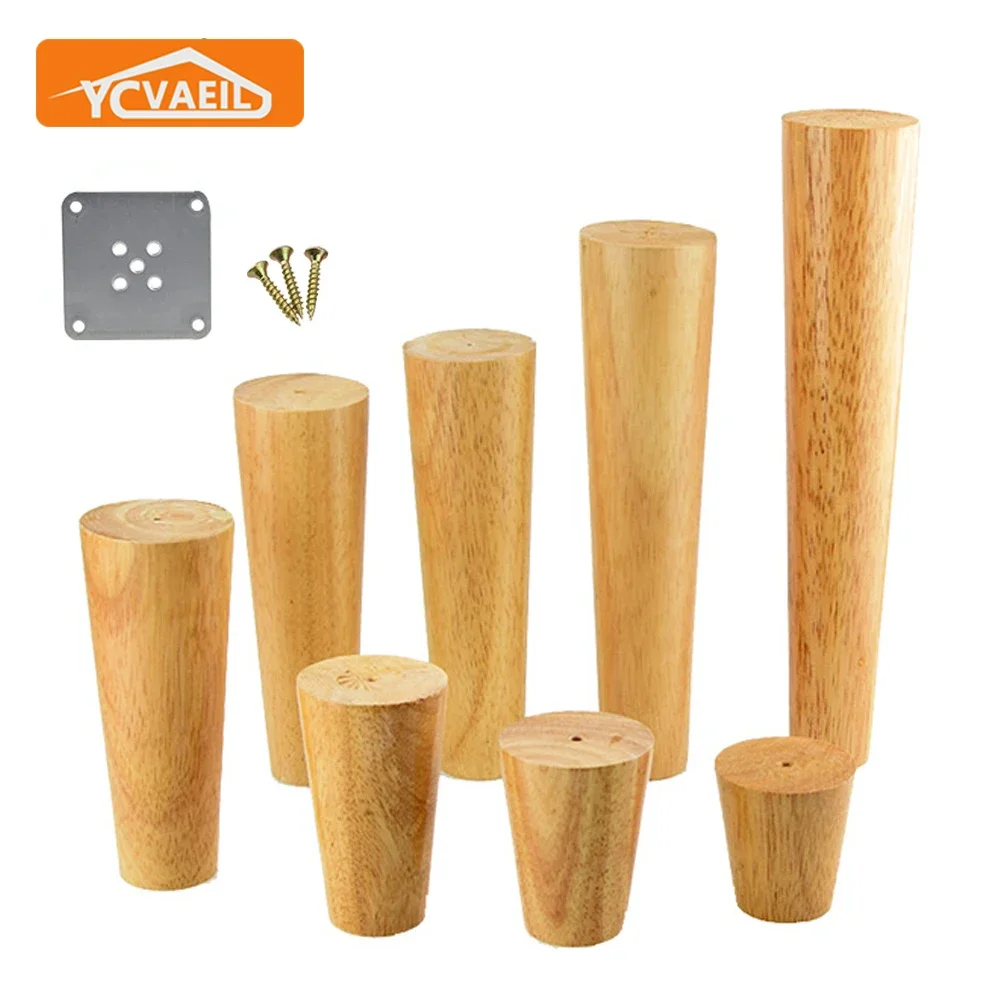 

4pcs Solid Wood Sofa Legs for Furniture Feet Wooden Inclined Cabinets Foot Replacement Bed Chair Desk Dresser Coffee Table Legs