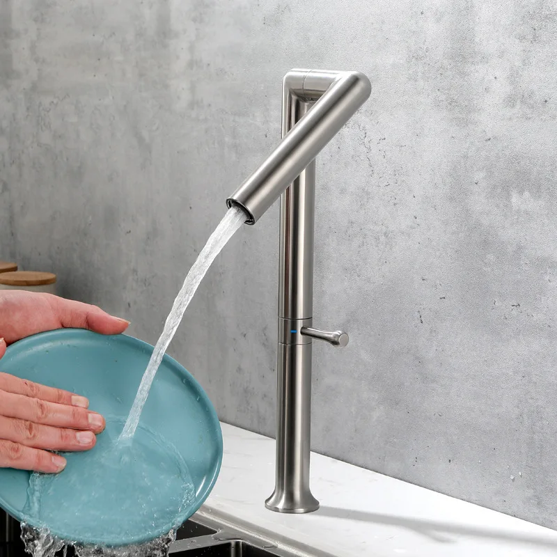 

Stainless Steel Brushed Kitchen Faucet Hot And Cold 360 Rotate Sink Mixer