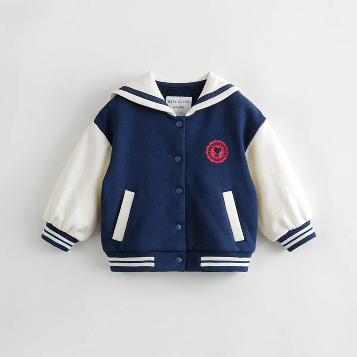 

MARC&JANIE Girls Cotton Sailor Collar Outerwear & Jackets for Autumn 231212