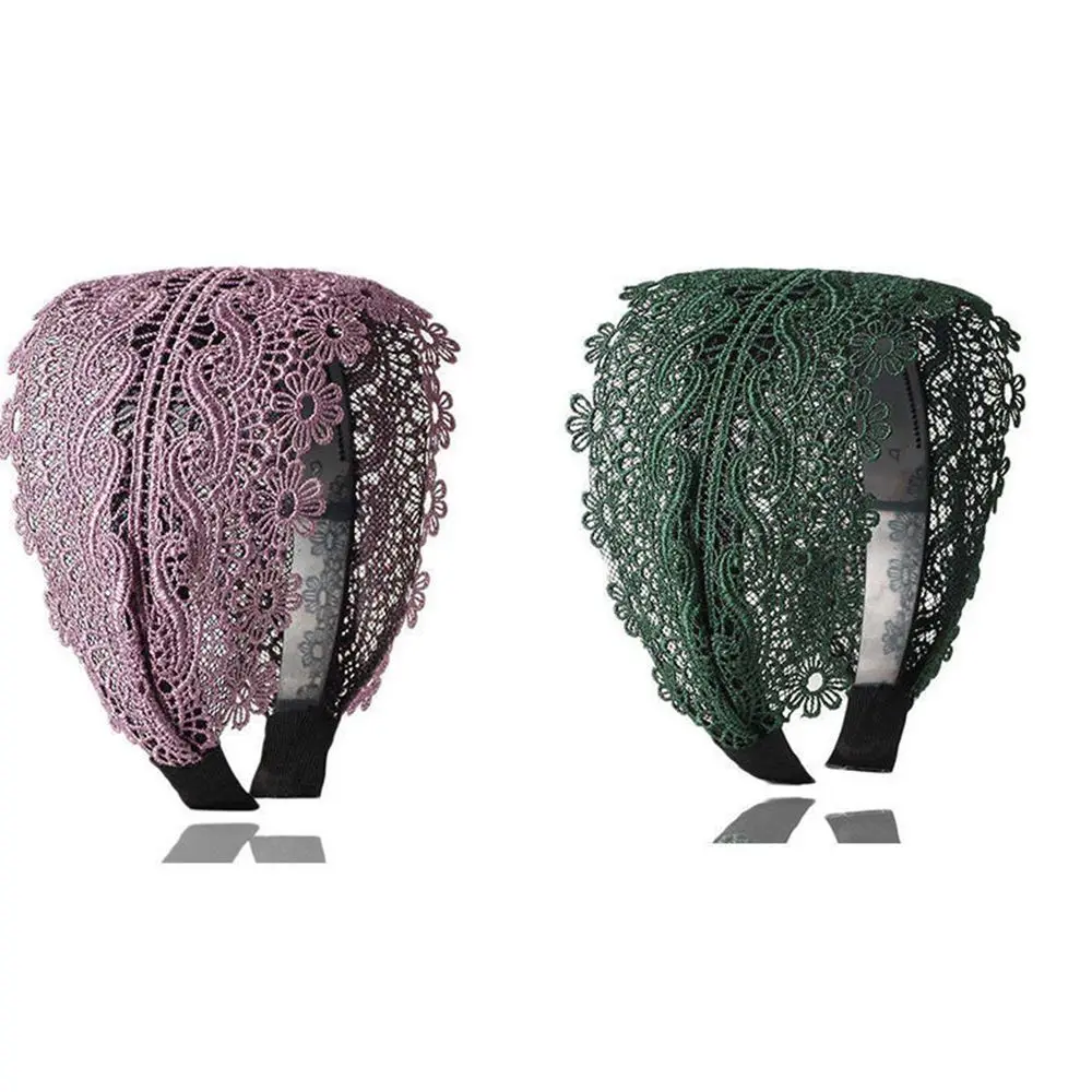 Simple Sweet Cloth Make up Flower Face Wash Lace Headband Korean Style Hair Wear Women Hair Accessories Wide Side Hairband