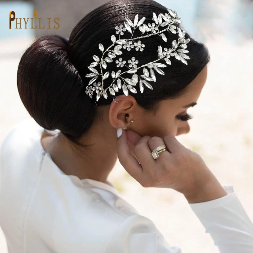 A338 Luxury Full Rhinestone Wedding Hair Clips Bridal Headwear Bride Headpiece Party Prom Hair Accessories Girl  Women Headband