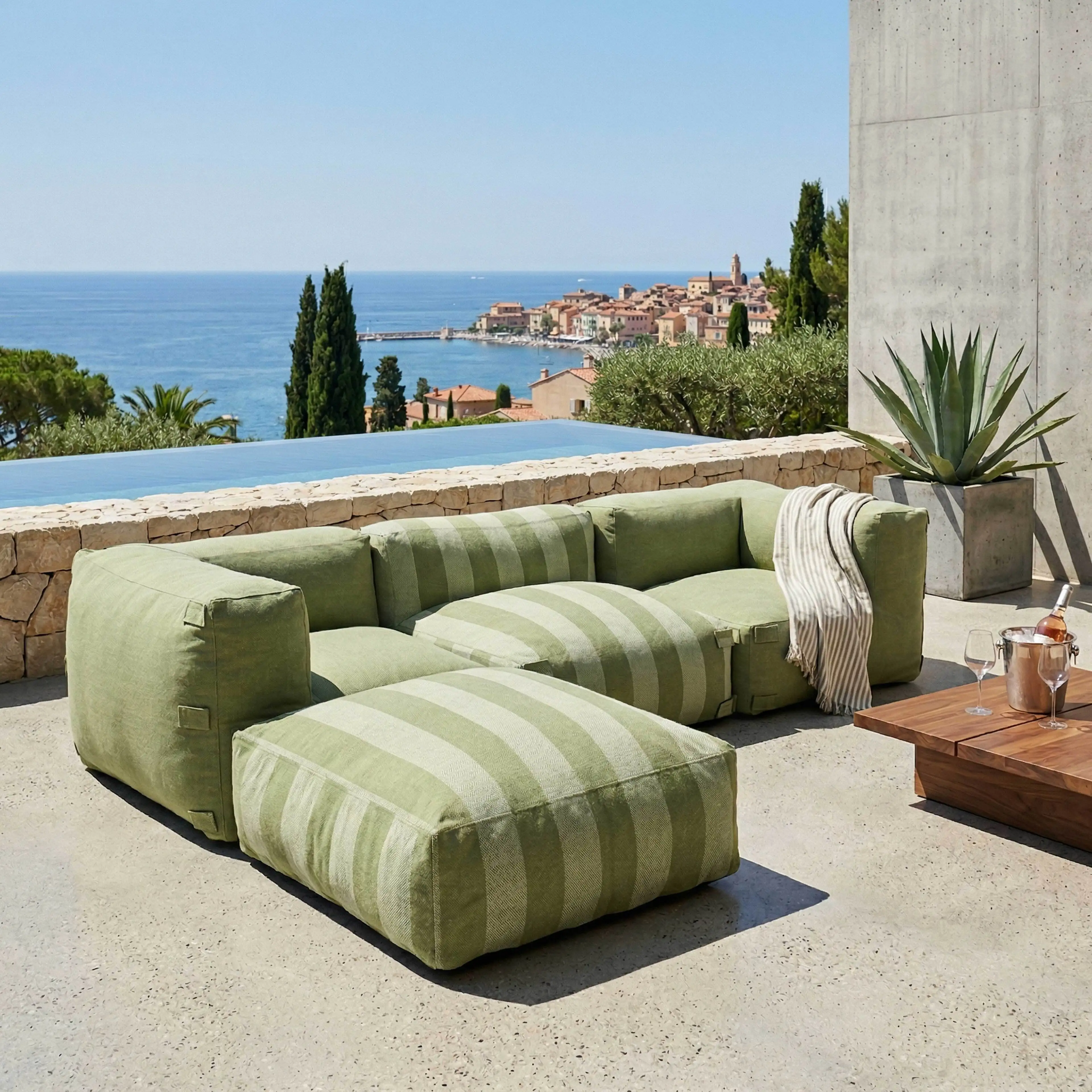 & Outdoor Garden Pool Floating Mattress Bed Solution-dyed Polypropylene Yarn (Olefin) Outdoor Bean Bag Lazy Sofa