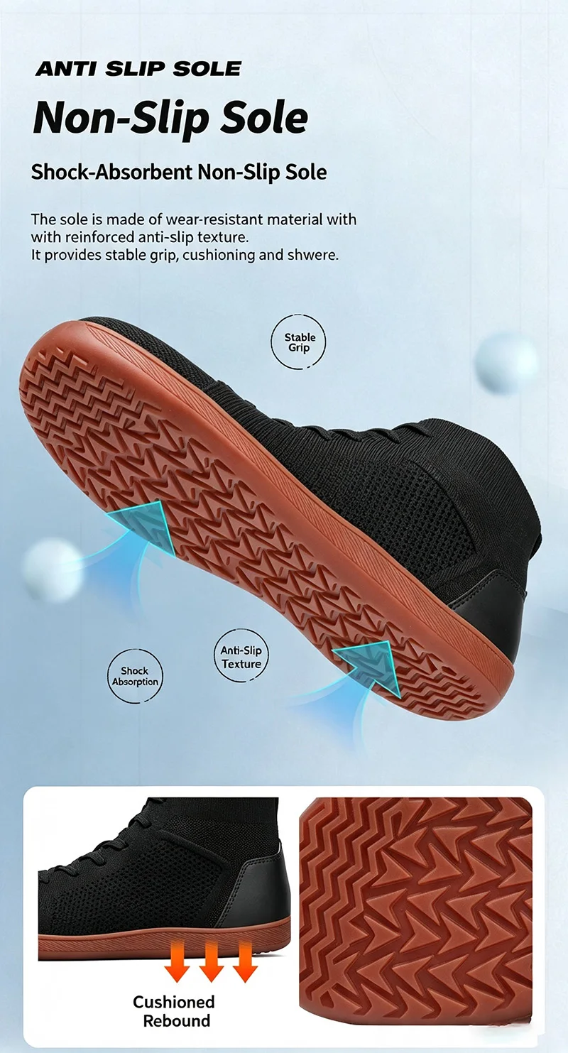 Mid-Top-Barfußschuhe für Männer und Frauen, breiter Zehenbereich, minimalistische Sneaker, atmungsaktiver Strick, Zero Drop, breiter Schnitt, lässige Walkingschuhe – Detail 9