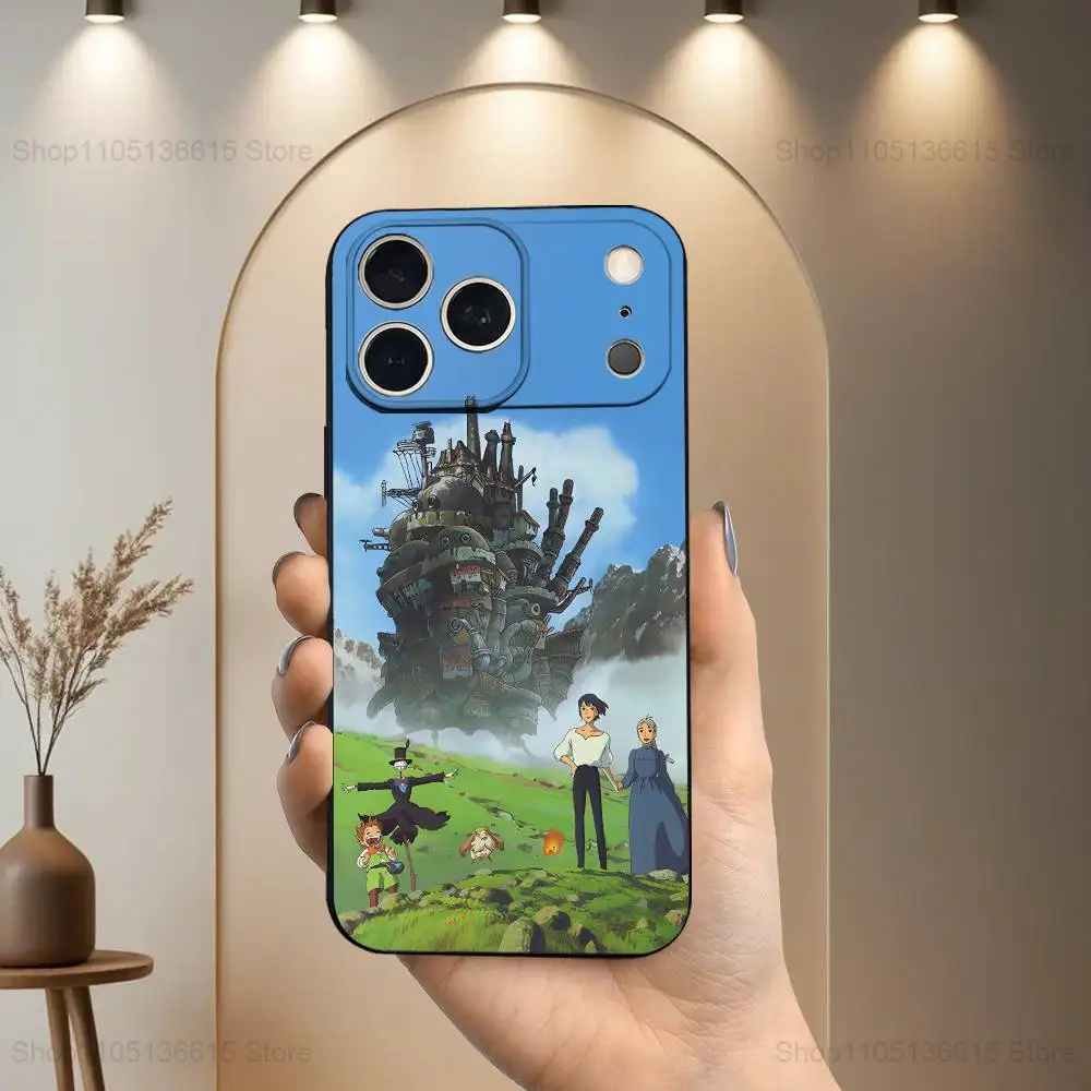 حافظة H-Howles M-Moving C-Castles لهاتف iPhone 6,17,16,15,14,13,12,11 Plus,Pro Max,XS,X,XR,SE,Mini,8,7,غطاء أسود من السيليكون الناعم #5