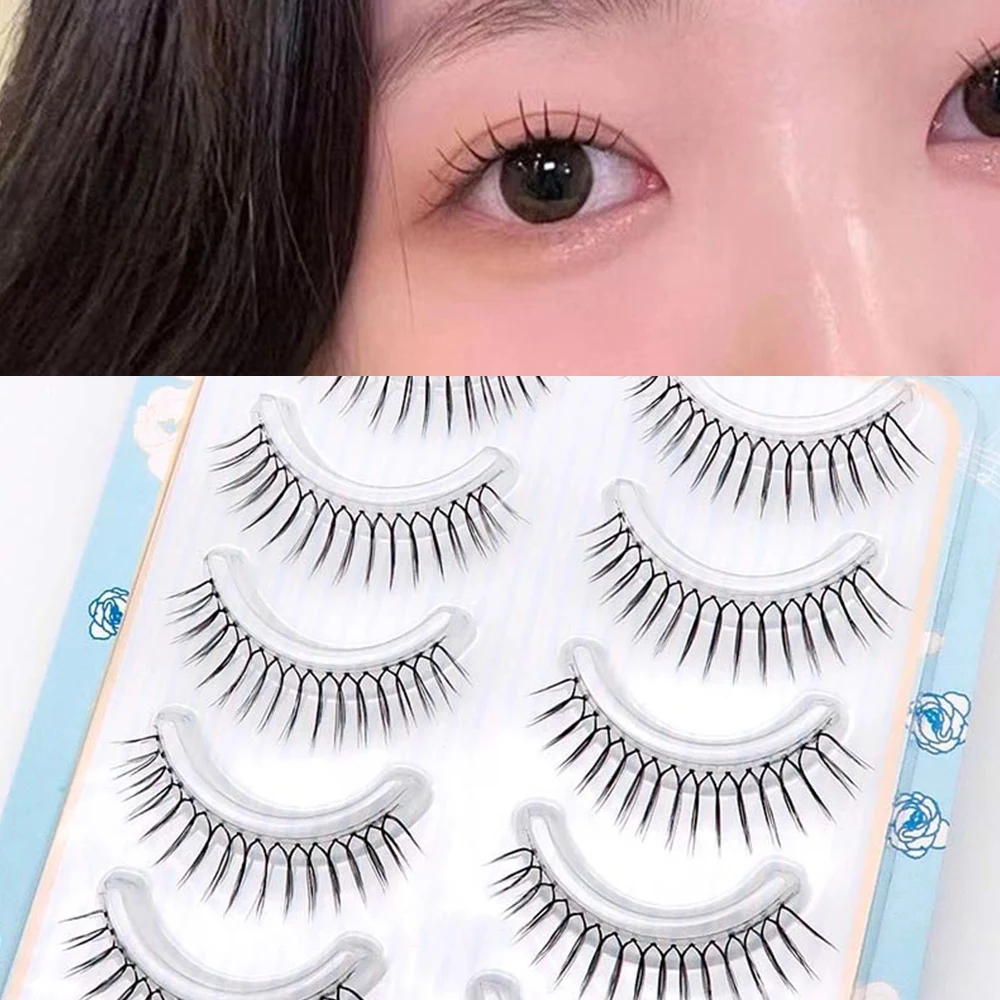 

5/10Pairs U-shaped False Eyelashes Lash Extension Natural Wispy Reusable Transparent Comic Korean Eye Makeup Idol Zhang Yuanying