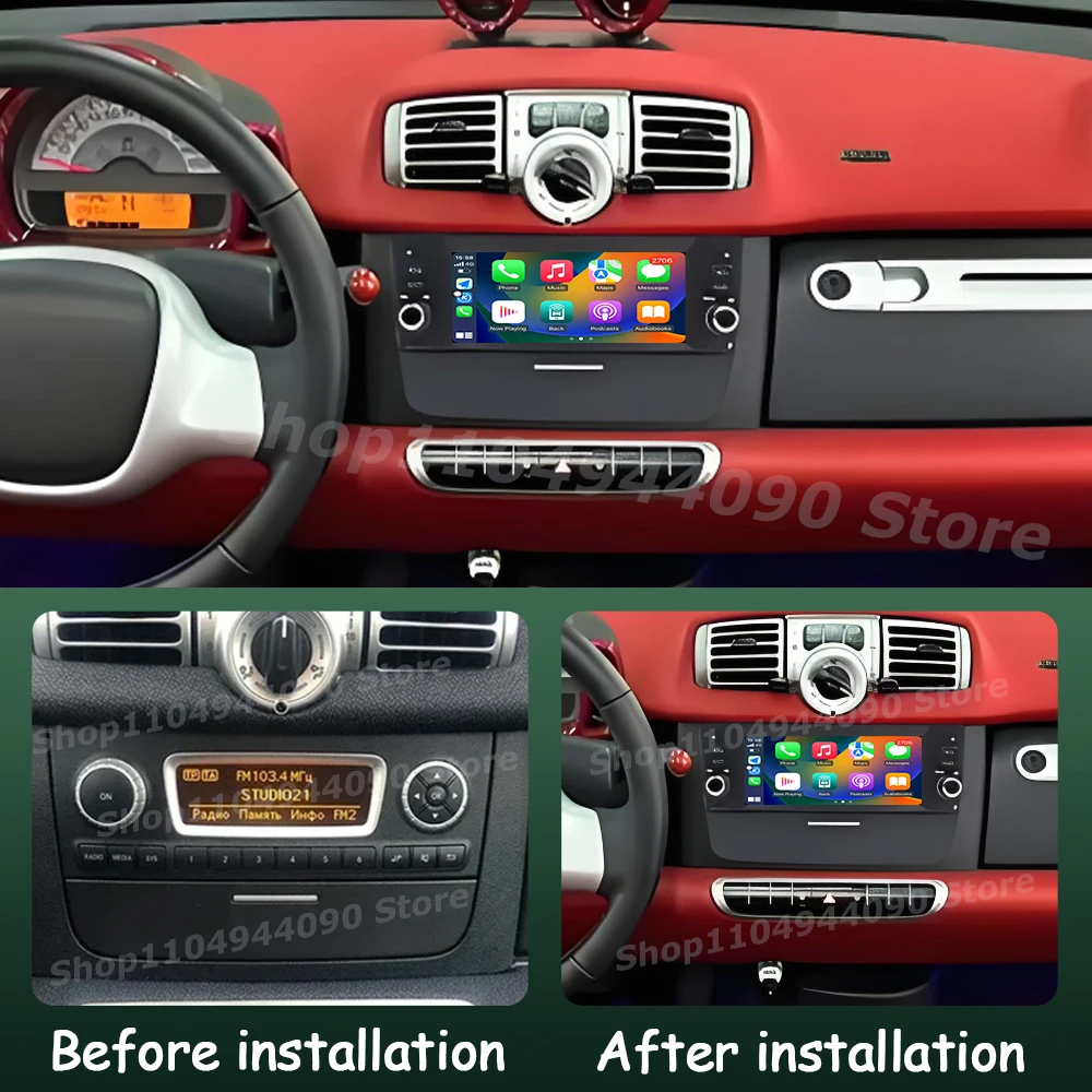 Auto-Displaybildschirm für Smart Fortwo 451 2010-2015 Android OS Multimedia-Radioplayer DSP Stereo GPS Navi Wireless Carplay WiFi
