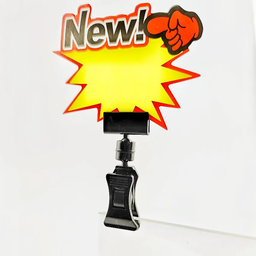 Porte-cartes en plastique POP transparent, petits clips, signe de marchandise, affichage de carte papier, étiquette de prix, promotion au détail, 50