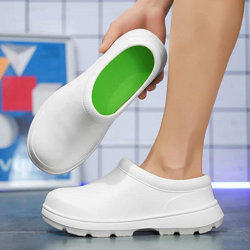 2024 new kitchen anti-slip waterproof rain shoes anti-oil lazy people a slip-off not tired feet wear-resistant casual chef shoes