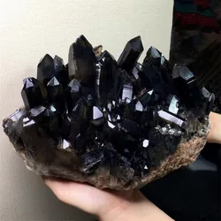 Natural Black Crystal Cluster Original Ore Teaching Specimen Black Tawny Smoke Crystal Home Living Room Office Desktop Decoratio