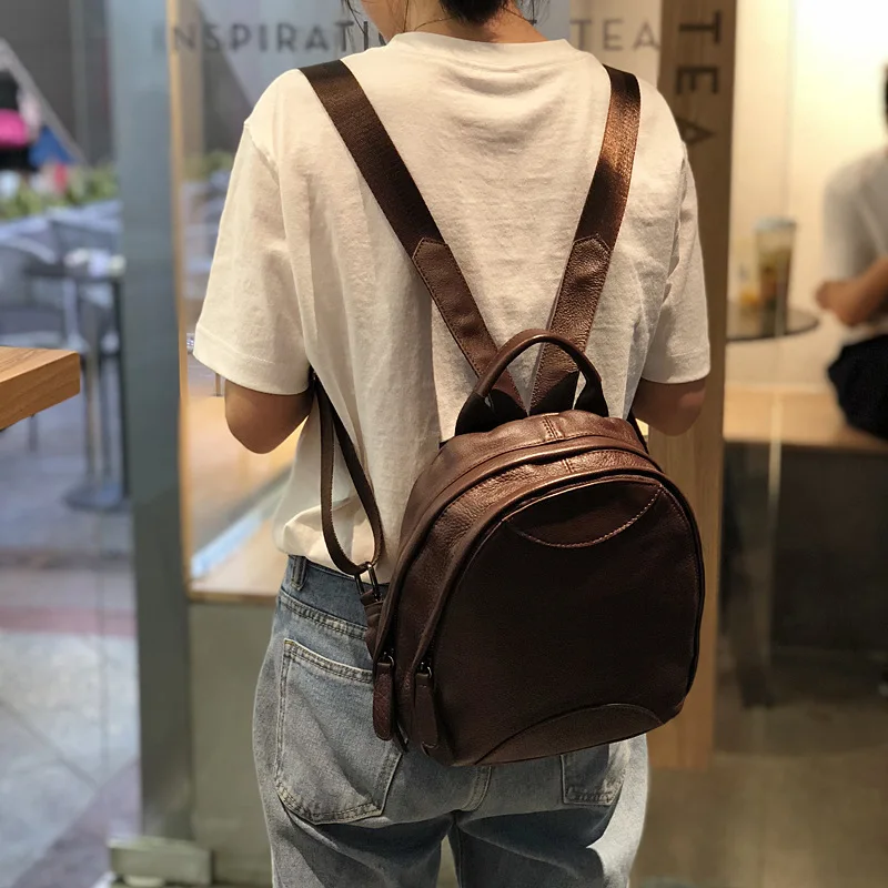 Leather Female Layer Cowhide Women's Backpack Fashion Female Bag