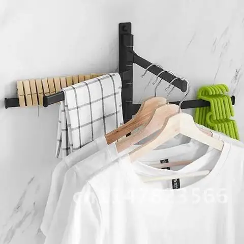 Swivel Towel Bars Rotatable Towel Rack Hanger With 4-Arms Wall Mounted Storage Rack With Hooks Bathroom Swing Shower Towel Shelf