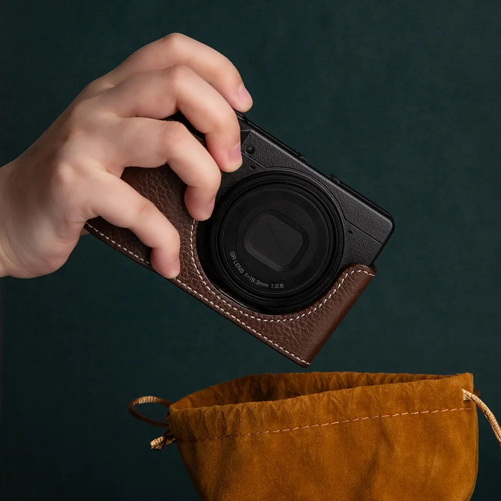 GR IV GR III Half Case for Ricoh GR3 GR IIIx GR4 Camera Case GRIII Half Leather Case Kit with Shoulder Strap Protective Cover