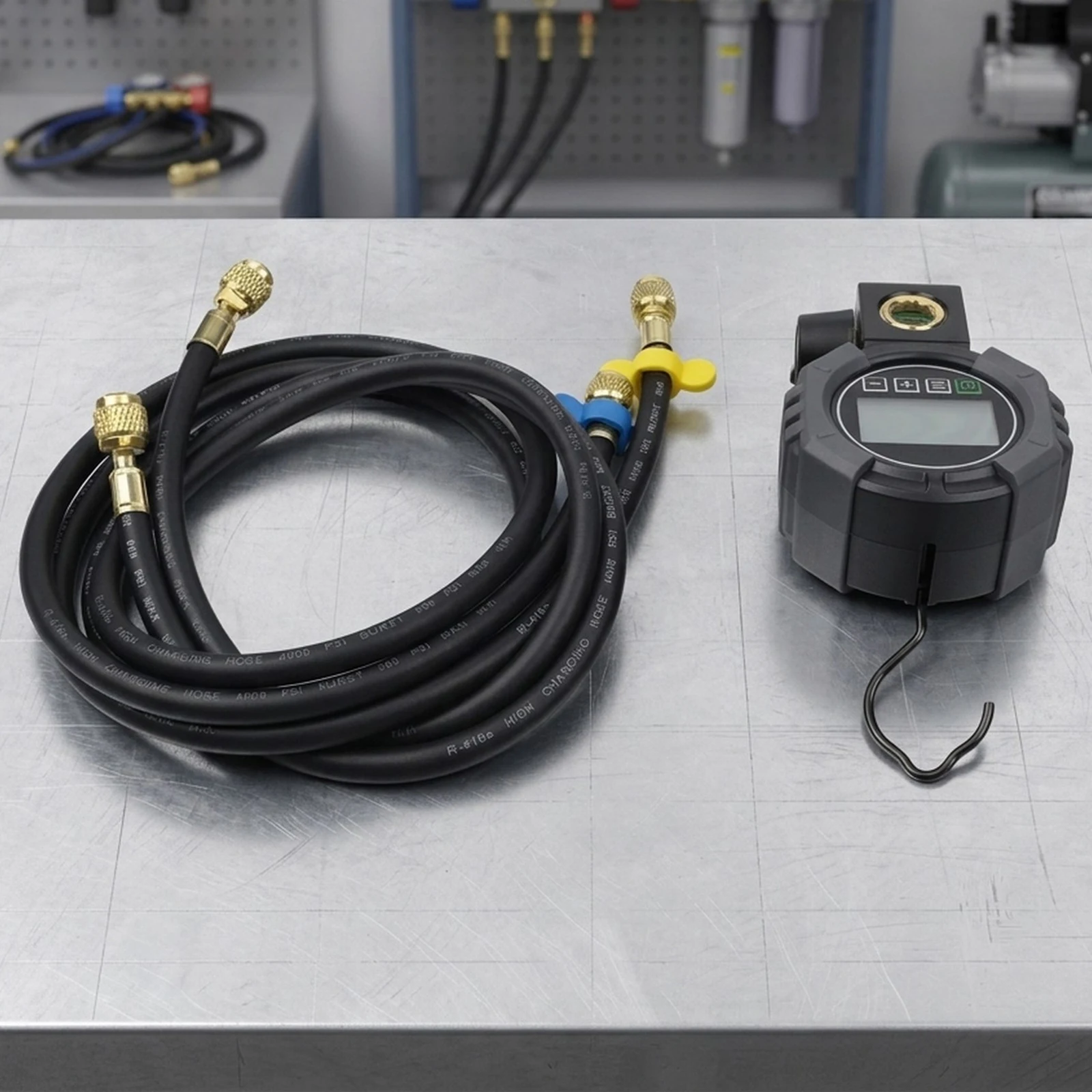 HVAC Charging And Testing Device Digital Manifold ABS Material Sensor Refresh 1s Auto Shutdown 30min 0-6000 KPa Range