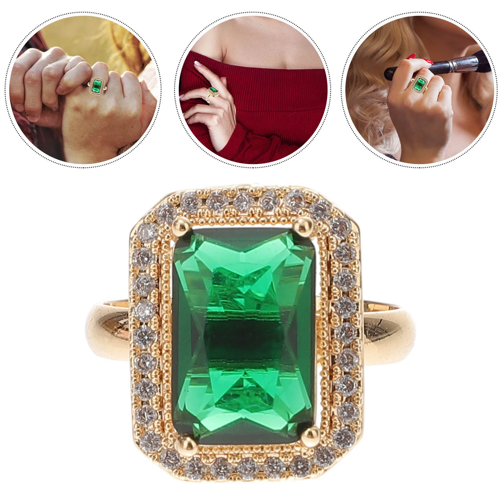 

Stylish Emerald Zircon Ring Shiny Birthday Valentine Gift Women Emerald Rings for Women Green Zircon Ring