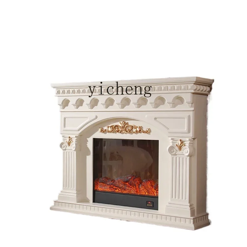 TQH fireplace core French retro simulation flame electric fireplace core living room solid wood decorative cabinet