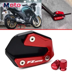 FZ25 Motorcycle CNC Accessories Kickstand Foot Side Stand Enlarger Pad & Tire Valve Cap For YAMAHA FZ 25 FZ-25 FZ25 2017-2024