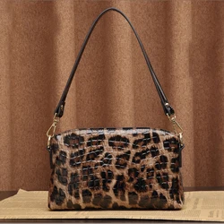 Fashion Leopard small bag women shoulder bag women's handbags real cowhide leather bag genuine leather women shoulder bag